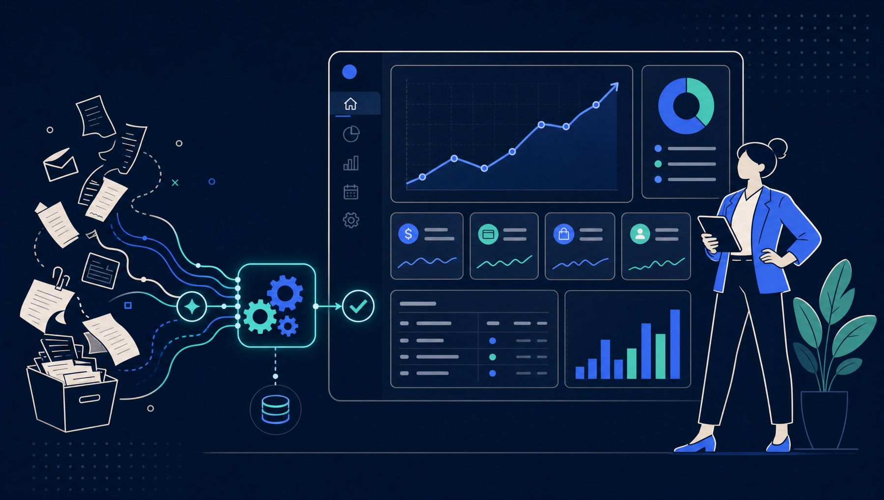 Dueño de PYME revisando su tablero financiero con claridad — Venturia